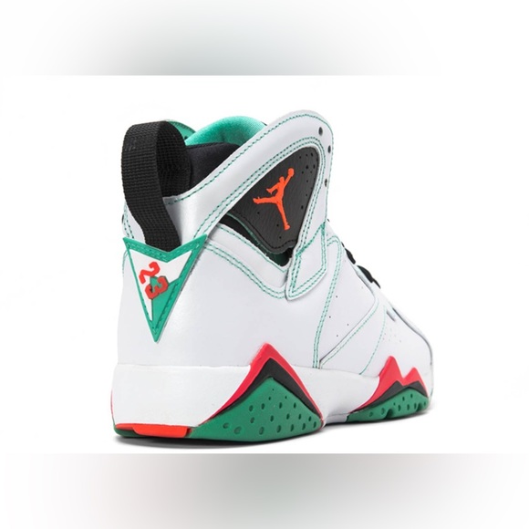 Youth Size 7.5 (Euro Sz 40.5) Jordan 7 Retro GS Sneakers Verde/White/Red-Black - Picture 5 of 16
